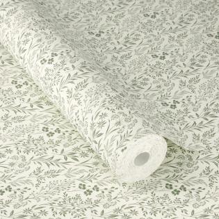 Tapeta ścienna Grandeco Farm Living 709353 drobne listki gałązki zielone w stylu cottage