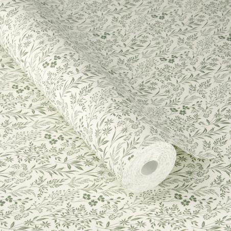 Tapeta ścienna Grandeco Farm Living 709353 drobne listki gałązki zielone w stylu cottage