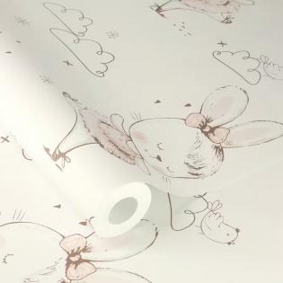 Tapeta ścienna Rasch Kids World II 301656 króliczki baletnice różowe kremowe dla dziewczynki