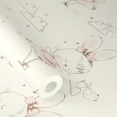 Tapeta ścienna Rasch Kids World II 301656 króliczki baletnice różowe kremowe dla dziewczynki