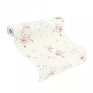 Tapeta ścienna Rasch Kids World II 301656 króliczki baletnice różowe kremowe dla dziewczynki