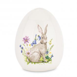 Figurka Jajko z malowanym królikiem kwiaty 15cm