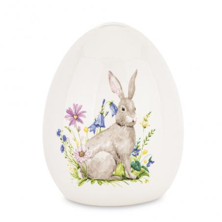 Figurka Jajko z malowanym królikiem kwiaty 15cm