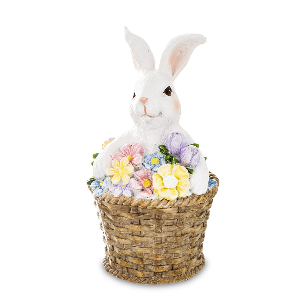 Figurka wielkanocna Królik w koszyku 13cm