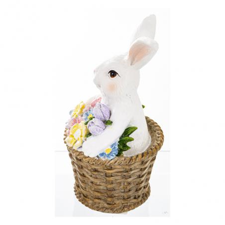 Figurka wielkanocna Królik w koszyku 13cm