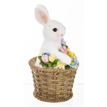 Figurka wielkanocna Królik w koszyku 13cm