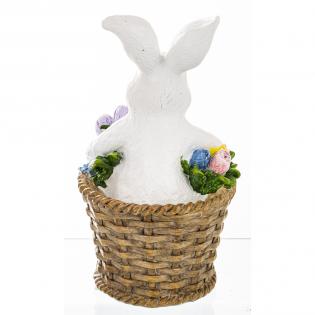 Figurka wielkanocna Królik w koszyku 13cm