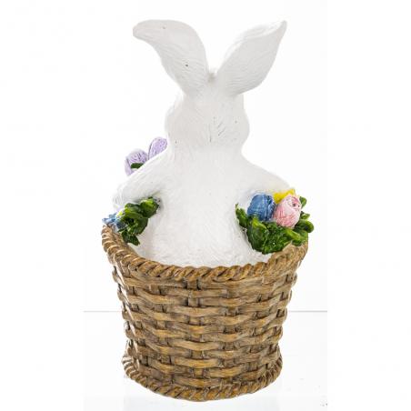 Figurka wielkanocna Królik w koszyku 13cm