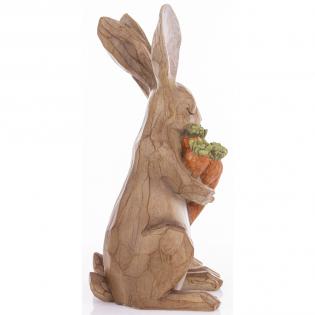 Figurka wielkanocna Króliki z marchewką naturalne brązowe 32cm