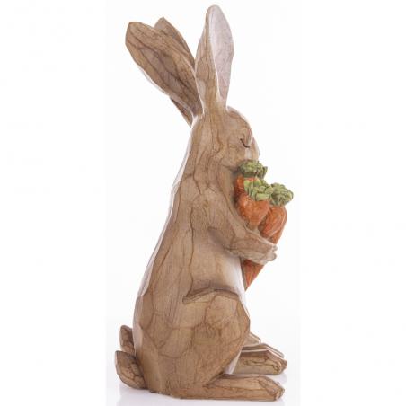 Figurka wielkanocna Króliki z marchewką naturalne brązowe 32cm