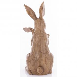 Figurka wielkanocna Królik trzymający maleństwo 32cm naturalny brązowy