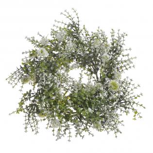 Wianek wiosenny z kraspedią biały 51cm