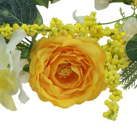 Wianek wiosenny z żółtymi kwiatami 45cm