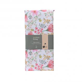 Bieżnik na stół w kwiaty różowy 32x140cm