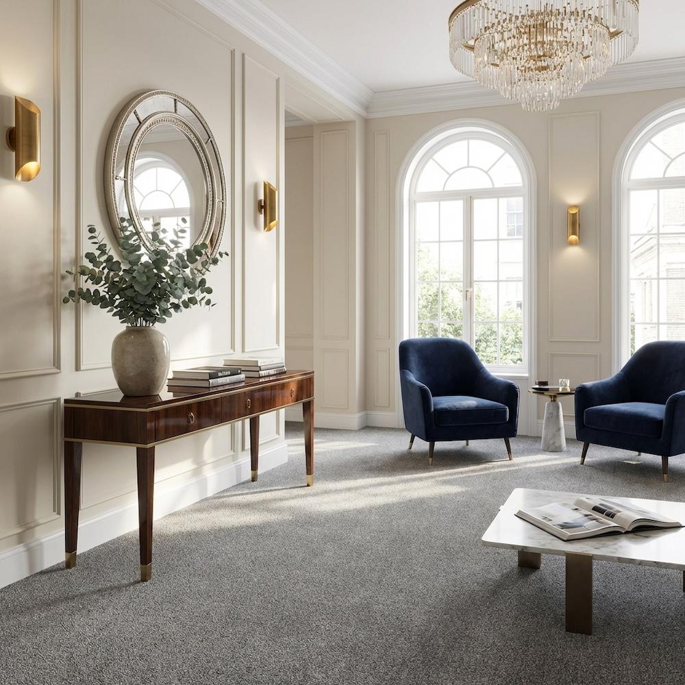 Wykładzina dywanowa Amber 75 szara, miękka, gęsta wykładzina na podkładzie filcowym.