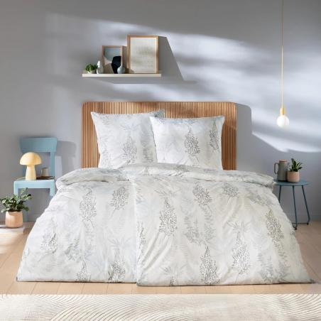 Pościel w szare gałązki marki Estella Hedi 6389/614 Mako Interlock Jersey