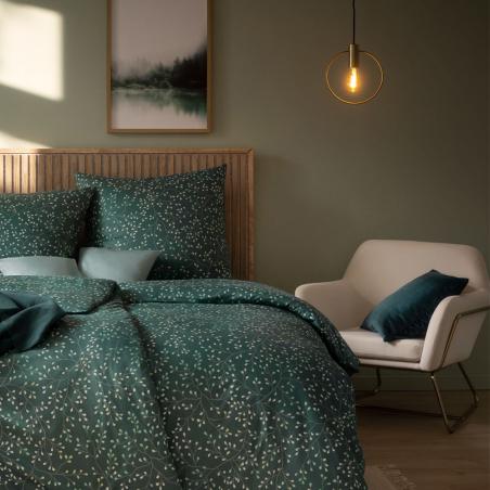 Pościel Estella Aline 6391/581 Mako Interlock Jersey drobne listki zielone