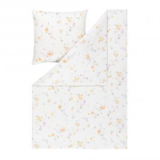Pościel Estella Cassandra 6528/360 mako interlock jersey romantyczne kwiaty żółte i różowe