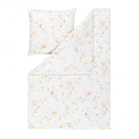 Pościel Estella Cassandra 6528/360 mako interlock jersey romantyczne kwiaty żółte i różowe