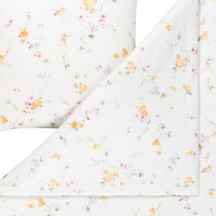 Pościel Estella Cassandra 6528/360 mako interlock jersey romantyczne kwiaty żółte i różowe
