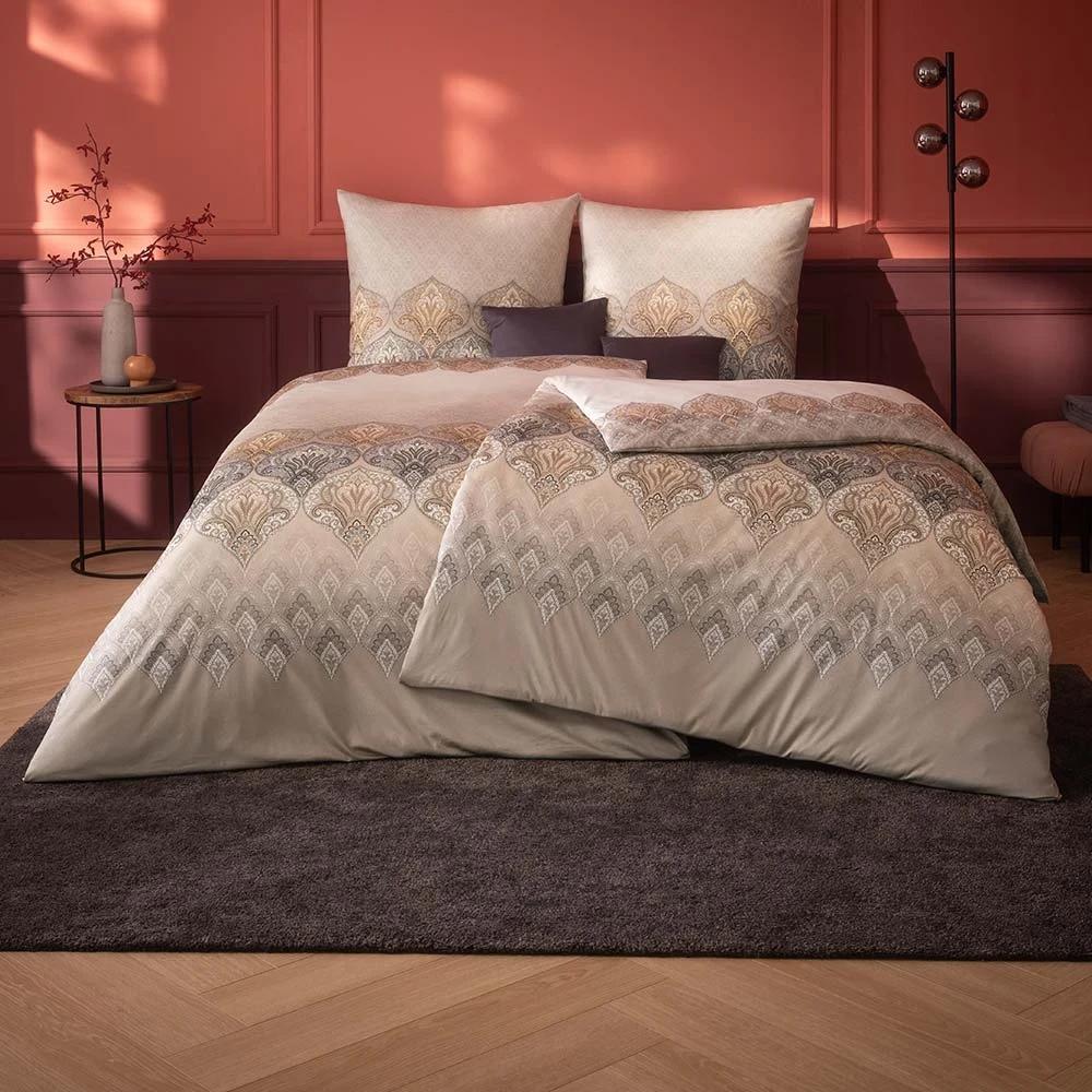 Pościel Estella Sophia 6347/800 mako-interlock jersey klasyczna ornamenty beżowe