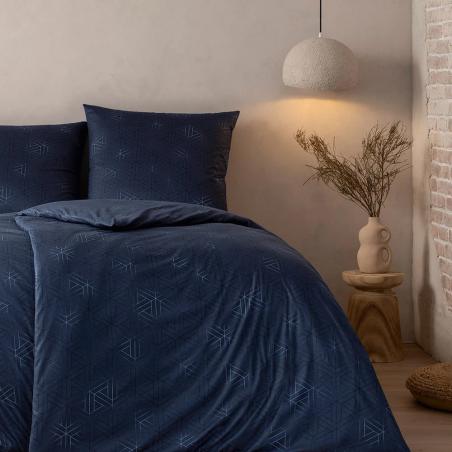 Pościel Estella Pippa 6898/606 mako interlock jersey geometryczna granatowa