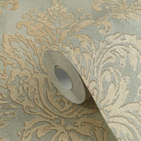 Tapeta AS Creation History of Art 2 79049-2 klasyczne ornamenty zielone na beżowym tle