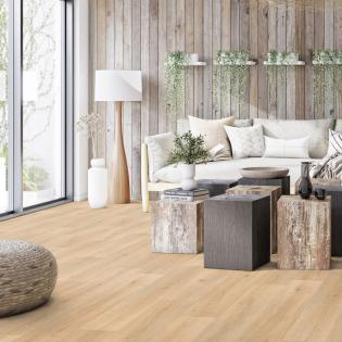 Wykładzina PCV Tarkett Iconik 240 240009018 Powell Oak Blonde imitująca drewno ciepła brązowa