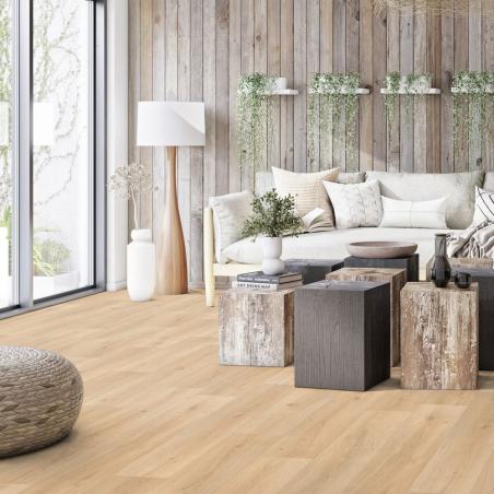 Wykładzina PCV Tarkett Iconik 240 240009018 Powell Oak Blonde imitująca drewno ciepła brązowa