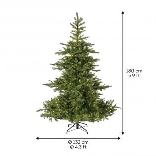 Choinka sztuczna Grandis Fir 180 cm z oświetleniem 400 LED zielona jak żywa PE/PVC