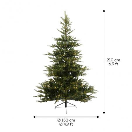 Choinka sztuczna Grandis Fir 210 cm z oświetleniem 550 LED zielona jak żywa PE/PVC