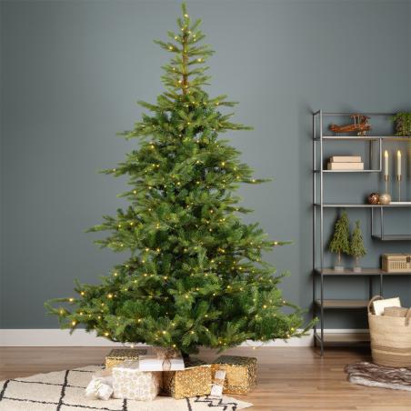 Choinka sztuczna Grandis Fir 210 cm z oświetleniem 550 LED zielona jak żywa PE/PVC