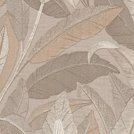 Tapeta Design ID Renaissance RE521053 haftowane liście beżowe