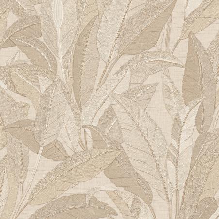 Tapeta Design ID Renaissance RE521052 haftowane liście jasne beżowe