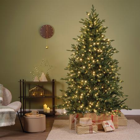 Choinka sztuczna Greenhill 240cm z oświetleniem 600 LED zielona jak żywa pe/pvc
