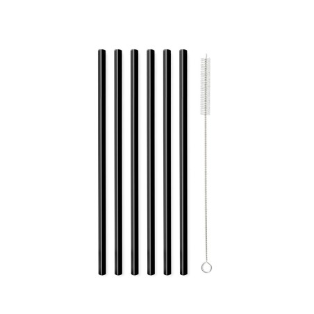 Słomki szklane 20cm proste czarne