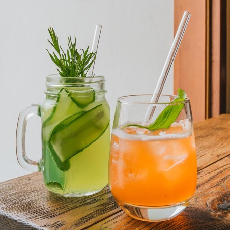 Słomki szklane 20cm proste transparentne