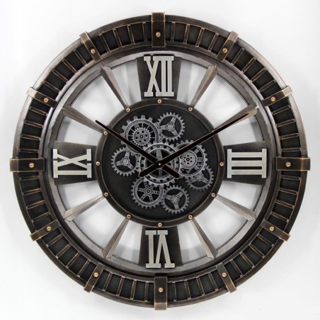 Zegar metalowy z ruchomymi trybami 91cm