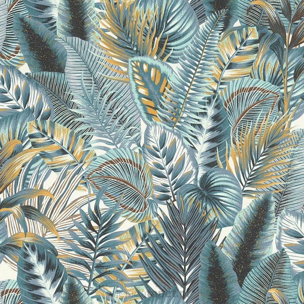 Tapeta ścienna Rasch Amazonia 833997 liście niebieskie