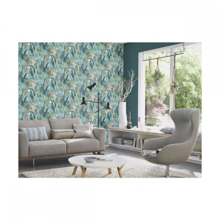Tapeta ścienna Rasch Amazonia 833997 liście niebieskie