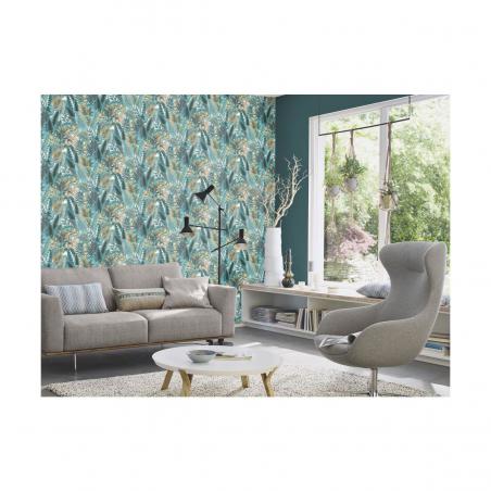 Tapeta ścienna Rasch Amazonia 833997 liście niebieskie