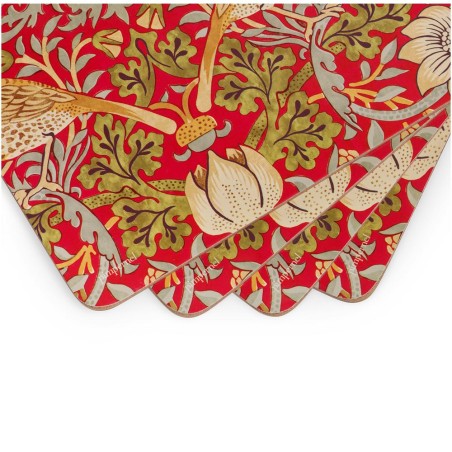 Komplet 4 dużych podkładek Pimpernel Morris Złodziej Truskawek czerwony