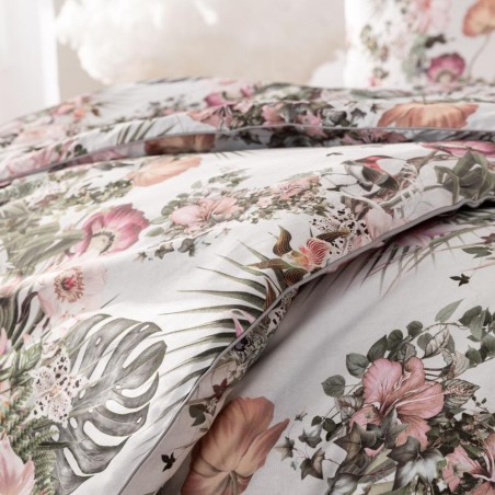Pościel Estella Saira 4009/985 mako satyna kwiaty i ptaki