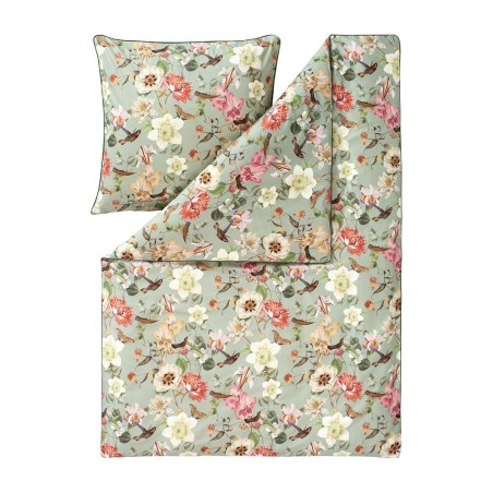Pościel Estella Juno 4004/985 mako satyna kwiaty ptaki i motyle