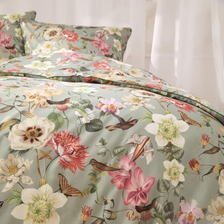 Pościel Estella Juno 4004/985 mako satyna kwiaty ptaki i motyle