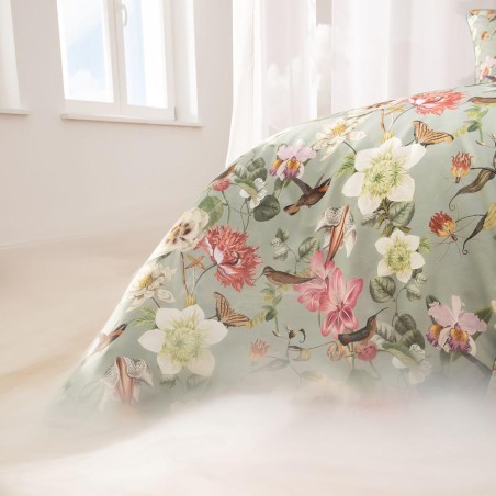 Pościel Estella Juno 4004/985 mako satyna kwiaty ptaki i motyle