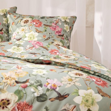 Pościel Estella Juno 4004/985 mako satyna kwiaty ptaki i motyle