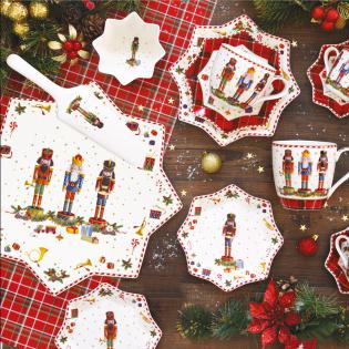 Easy Life Vintage Nutcracker Talerz świąteczny do ciasta z łopatką 32cm dziadek do orzechów