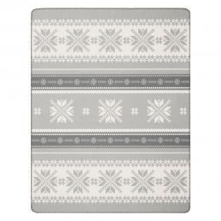 Koc świąteczny Biederlack Alpine Snow crystals 150x200 śnieżynki szare