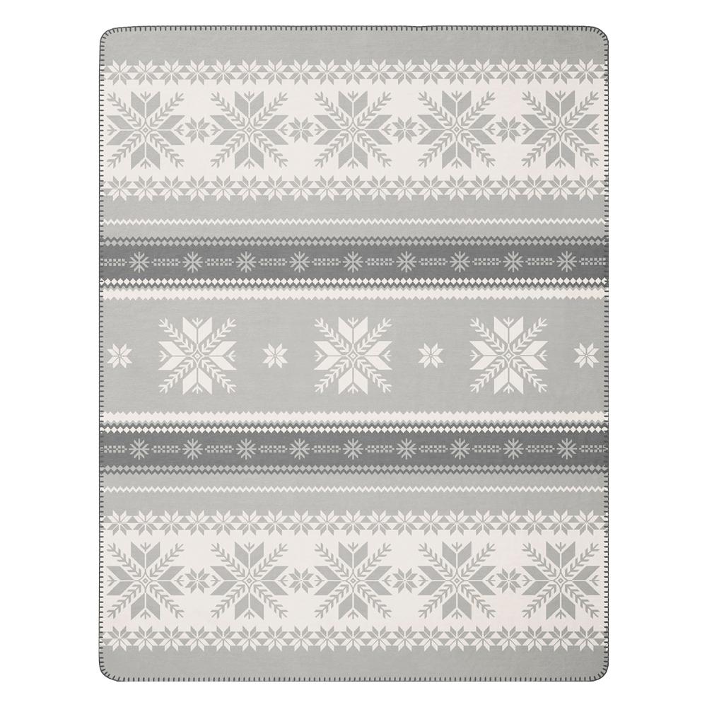 Koc świąteczny Biederlack Alpine Snow crystals 150x200 śnieżynki szare